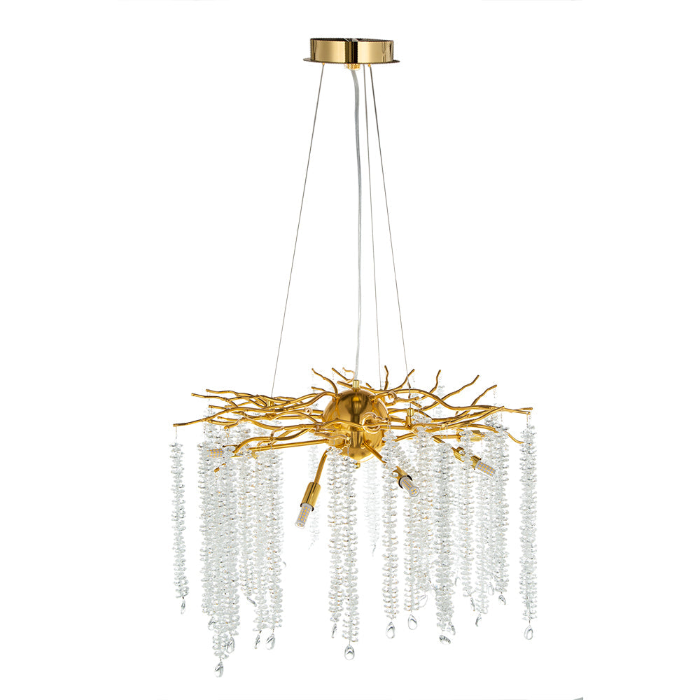 A&B Home Bundle of 3 24" x 20" Gold and Clear With Strands Droplets Chandelier