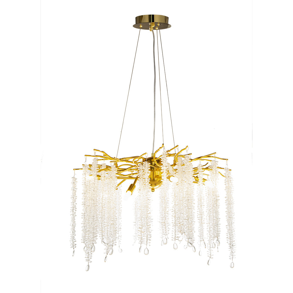 A&B Home Bundle of 3 24" x 20" Gold and Clear With Strands Droplets Chandelier