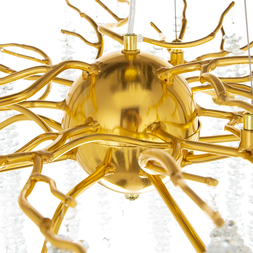 A&B Home Bundle of 3 24" x 20" Gold and Clear With Strands Droplets Chandelier
