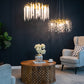A&B Home Bundle of 3 24" x 20" Gold and Clear With Strands Droplets Chandelier