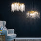 A&B Home Bundle of 3 24" x 20" Gold and Clear With Strands Droplets Chandelier