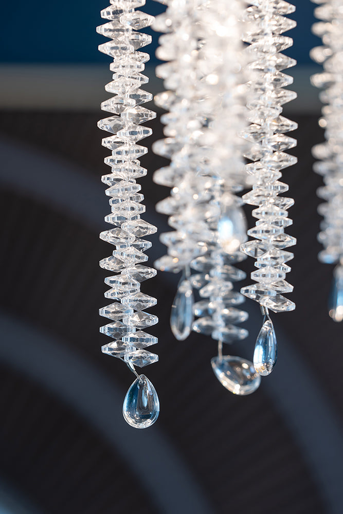 A&B Home Bundle of 3 24" x 20" Gold and Clear With Strands Droplets Chandelier