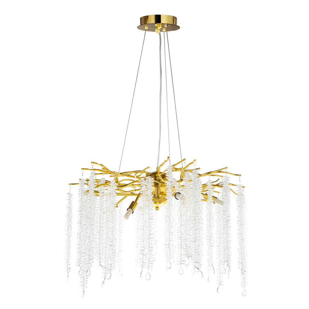 A&B Home Bundle of 3 24" x 20" Gold and Clear With Strands Droplets Chandelier