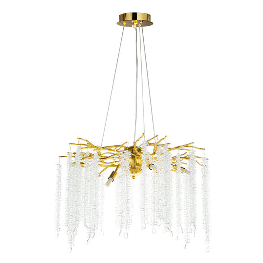 A&B Home Bundle of 3 24" x 20" Gold and Clear With Strands Droplets Chandelier