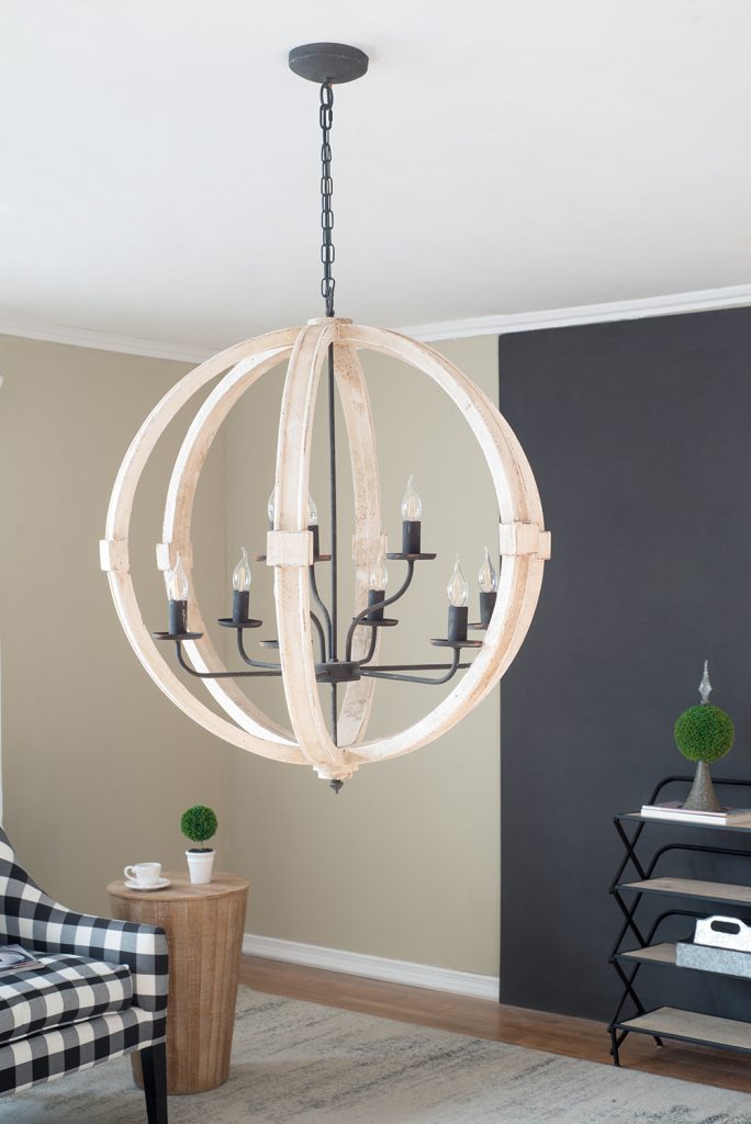 A&B Home Bundle of 3 32" x 35" White and Wood Chandelier