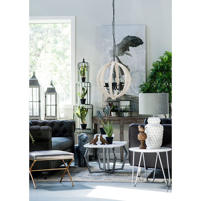 A&B Home Bundle of 3 32" x 35" White and Wood Chandelier