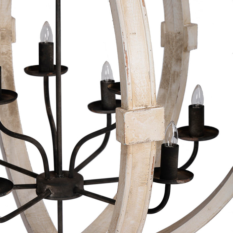 A&B Home Bundle of 3 32" x 35" White and Wood Chandelier
