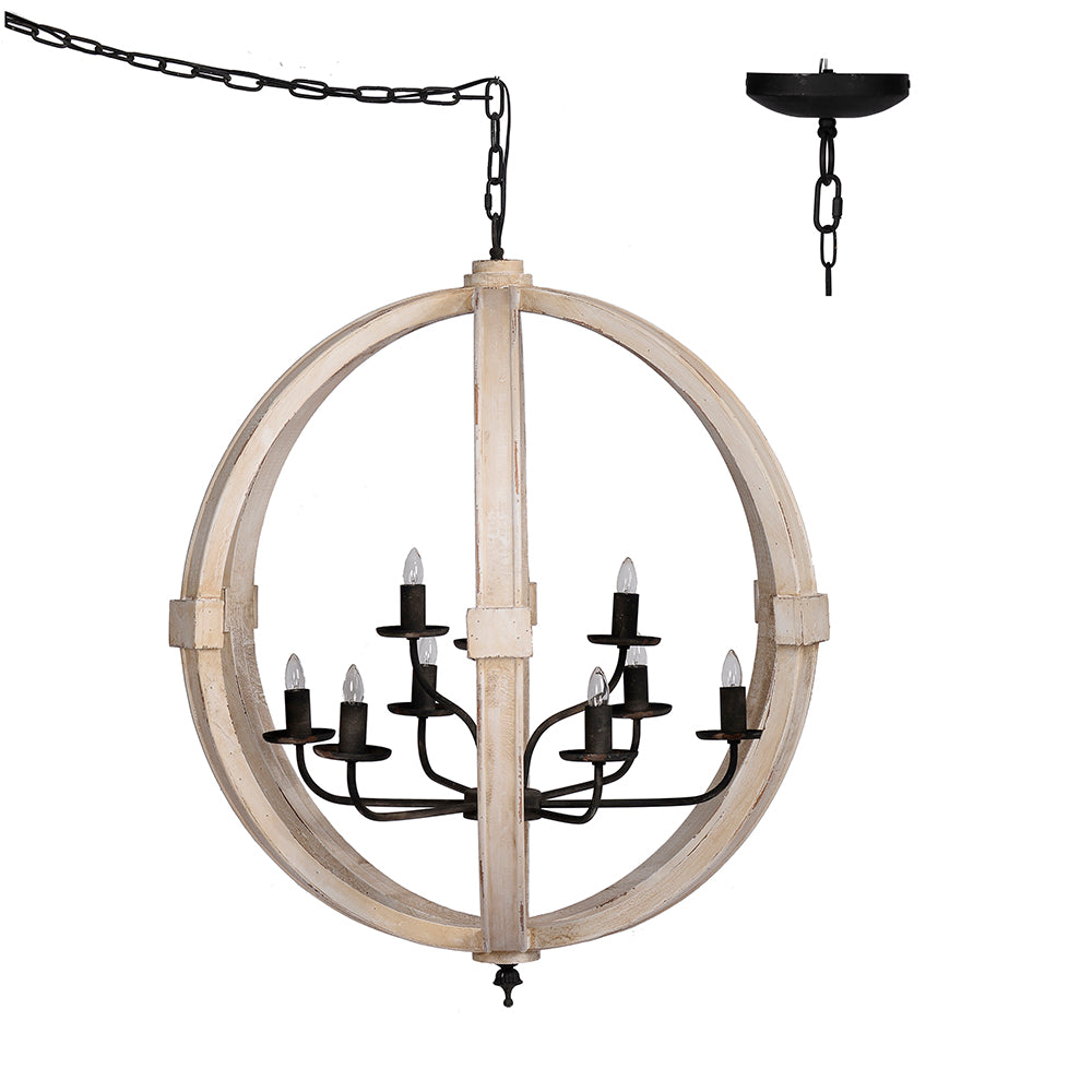 A&B Home Bundle of 3 32" x 35" White and Wood Chandelier