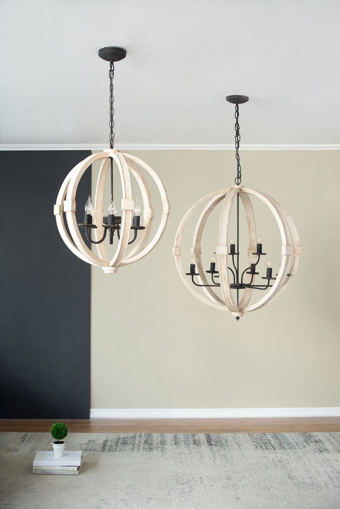 A&B Home Bundle of 3 32" x 35" White and Wood Chandelier