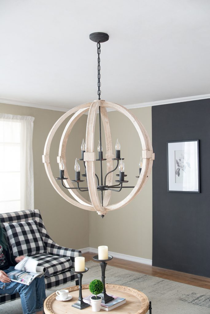 A&B Home Bundle of 3 32" x 35" White and Wood Chandelier
