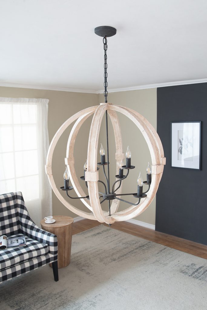 A&B Home Bundle of 3 32" x 35" White and Wood Chandelier