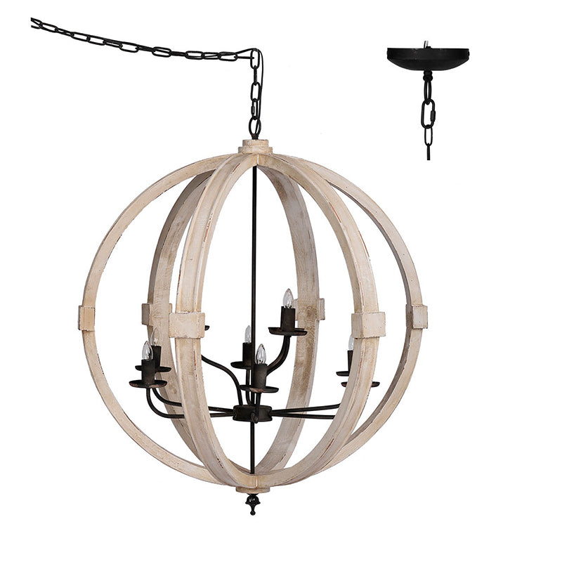 A&B Home Bundle of 3 32" x 35" White and Wood Chandelier