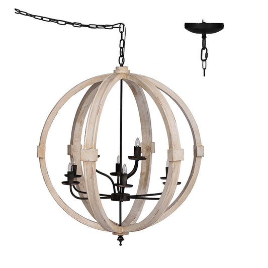 A&B Home Bundle of 3 32" x 35" White and Wood Chandelier