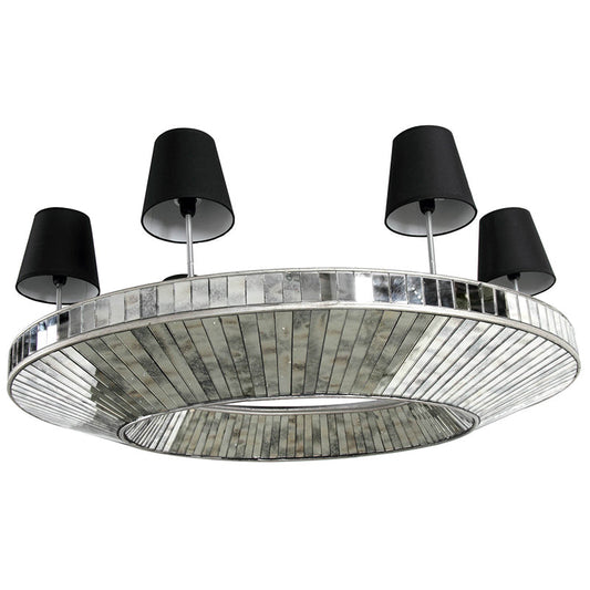 A&B Home Bundle of 3 41" x 15" 6-Light Round Silver Base With Black Shade Chandelier