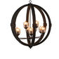 A&B Home Bundle of 3 Reider 32" x 34" 8-Light Round Black Wooden Chandelier With Glass