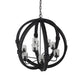 A&B Home Bundle of 3 Reider 32" x 34" 8-Light Round Black Wooden Chandelier With Glass