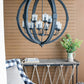 A&B Home Bundle of 3 Reider 32" x 34" 8-Light Round Black Wooden Chandelier With Glass