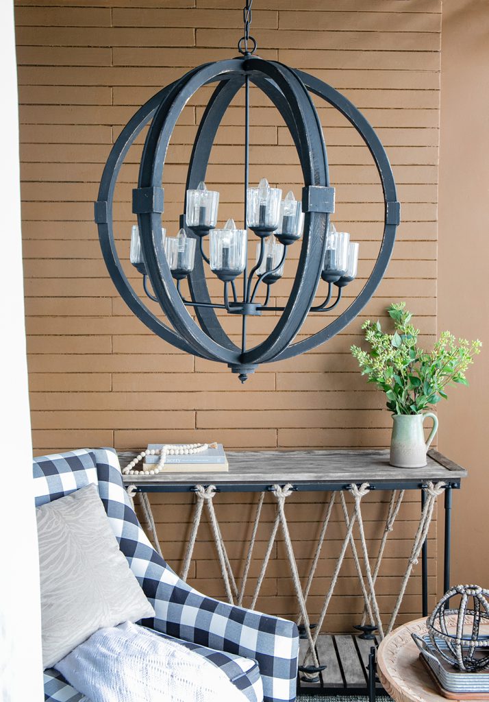 A&B Home Bundle of 3 Reider 32" x 34" 8-Light Round Black Wooden Chandelier With Glass