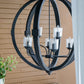 A&B Home Bundle of 3 Reider 32" x 34" 8-Light Round Black Wooden Chandelier With Glass