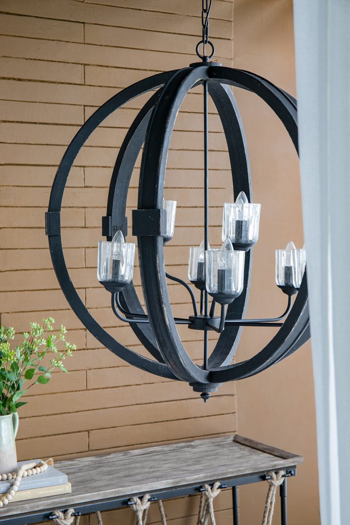 A&B Home Bundle of 3 Reider 32" x 34" 8-Light Round Black Wooden Chandelier With Glass