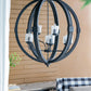 A&B Home Bundle of 3 Reider 32" x 34" 8-Light Round Black Wooden Chandelier With Glass