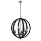 A&B Home Bundle of 3 Reider 32" x 34" 8-Light Round Black Wooden Chandelier With Glass
