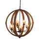 A&B Home Bundle of 3 Reider 32" x 34" 9-Light Round Natural Brown Wooden Chandelier With Glass