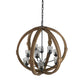 A&B Home Bundle of 3 Reider 32" x 34" 9-Light Round Natural Brown Wooden Chandelier With Glass