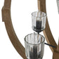 A&B Home Bundle of 3 Reider 32" x 34" 9-Light Round Natural Brown Wooden Chandelier With Glass