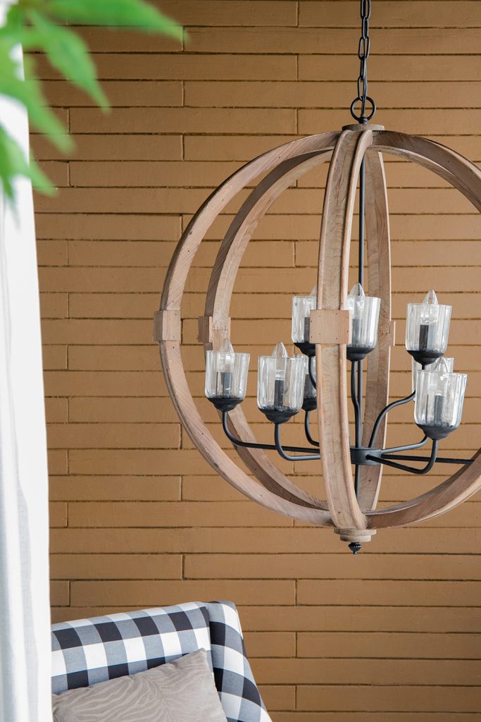A&B Home Bundle of 3 Reider 32" x 34" 9-Light Round Natural Brown Wooden Chandelier With Glass