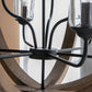 A&B Home Bundle of 3 Reider 32" x 34" 9-Light Round Natural Brown Wooden Chandelier With Glass