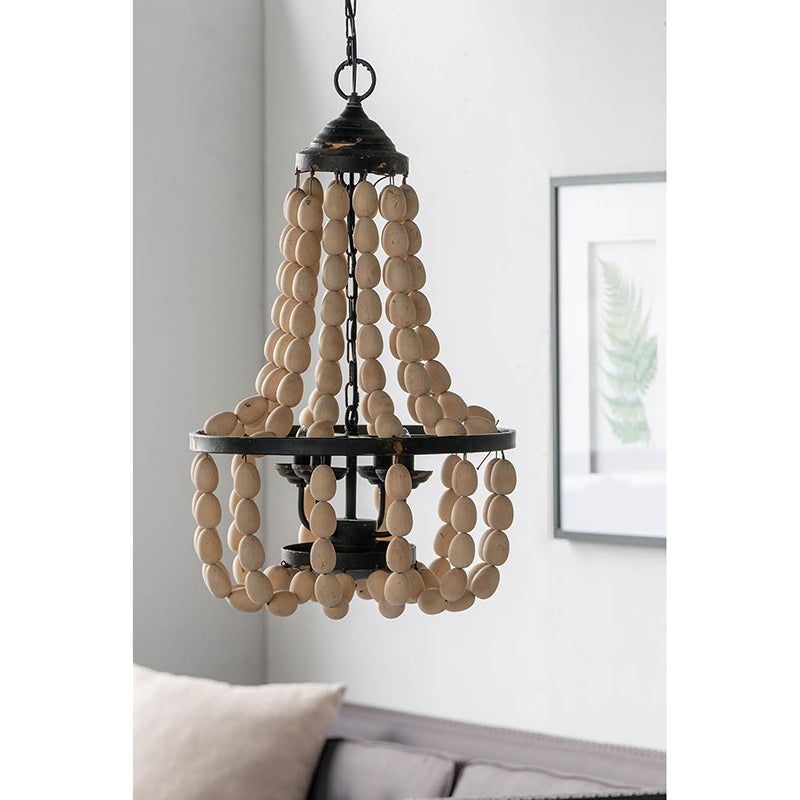 A&B Home Bundle of 4 19" x 33" 4-Light White Beaded Chandelier With Black Metal Frame