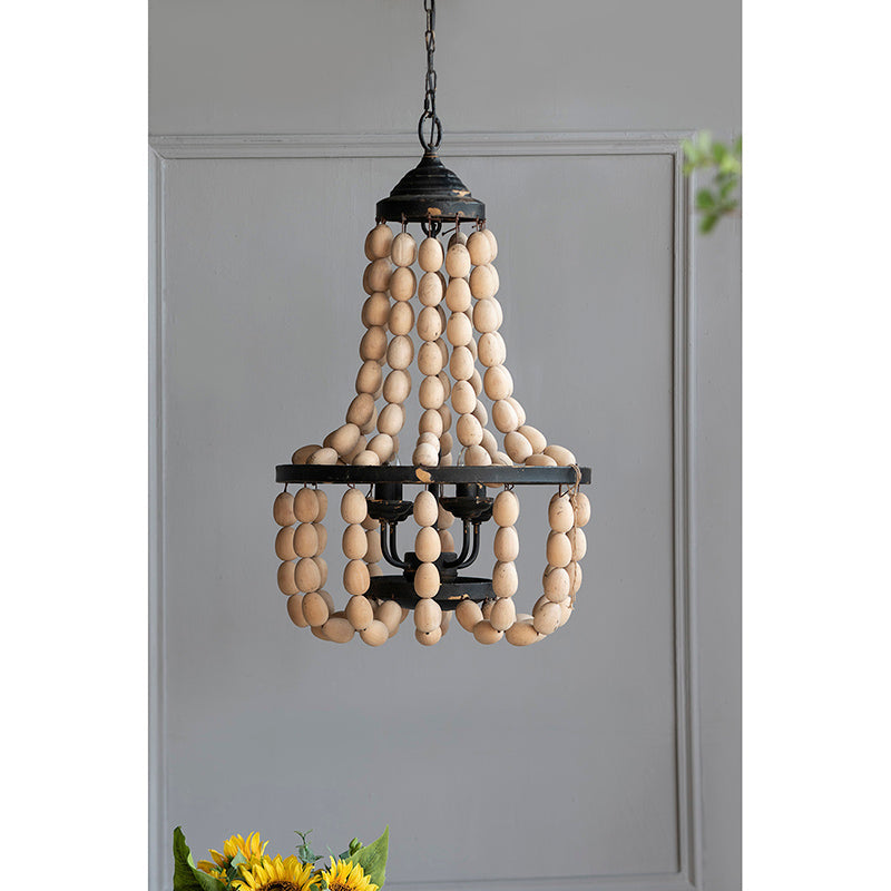 A&B Home Bundle of 4 19" x 33" 4-Light White Beaded Chandelier With Black Metal Frame