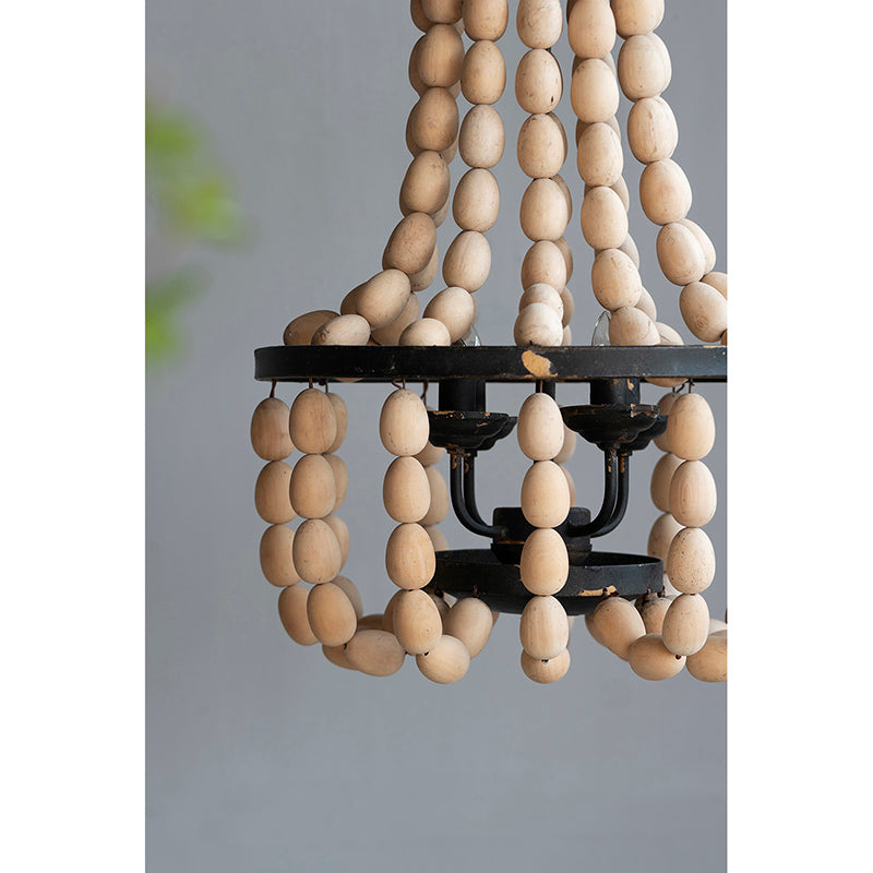 A&B Home Bundle of 4 19" x 33" 4-Light White Beaded Chandelier With Black Metal Frame