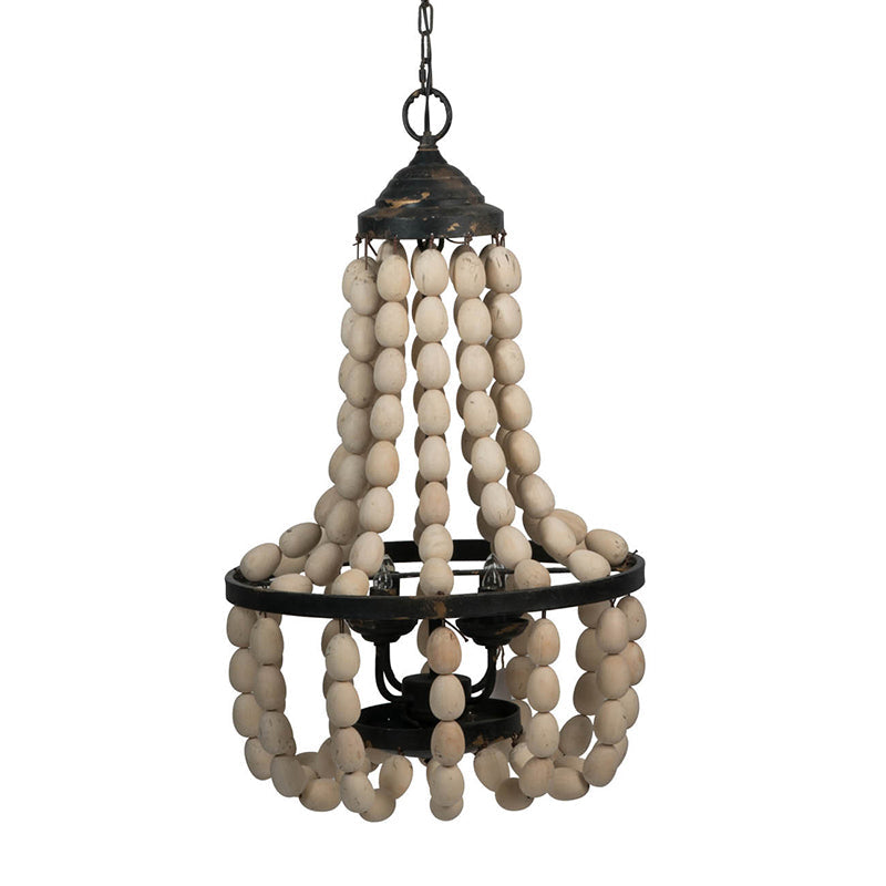 A&B Home Bundle of 4 19" x 33" 4-Light White Beaded Chandelier With Black Metal Frame