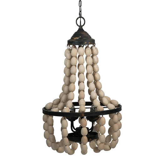 A&B Home Bundle of 4 19" x 33" 4-Light White Beaded Chandelier With Black Metal Frame
