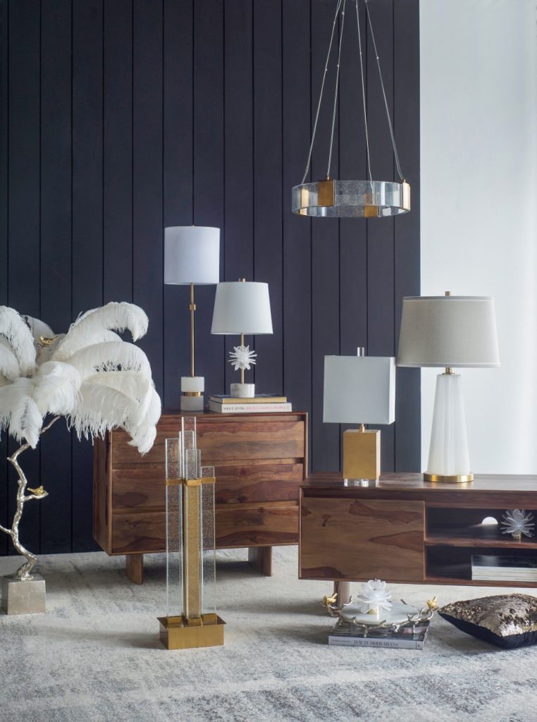 A&B Home Bundle of 4 20" x 28" Glass and Gold Chandelier