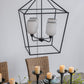 A&B Home Bundle of 4 22" x 34" 4-Light Geometric Shape Black Metal Frame and Opaque Glass Chandelier