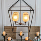 A&B Home Bundle of 4 22" x 34" 4-Light Geometric Shape Black Metal Frame and Opaque Glass Chandelier