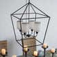 A&B Home Bundle of 4 22" x 34" 4-Light Geometric Shape Black Metal Frame and Opaque Glass Chandelier