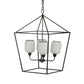 A&B Home Bundle of 4 22" x 34" 4-Light Geometric Shape Black Metal Frame and Opaque Glass Chandelier