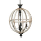 A&B Home Bundle of 4 24" x 34" 4-Light Globe-Shaped Distressed White Wooden Chandelier