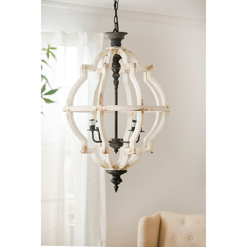 A&B Home Bundle of 4 24" x 35" Distressed White and Black Chandelier