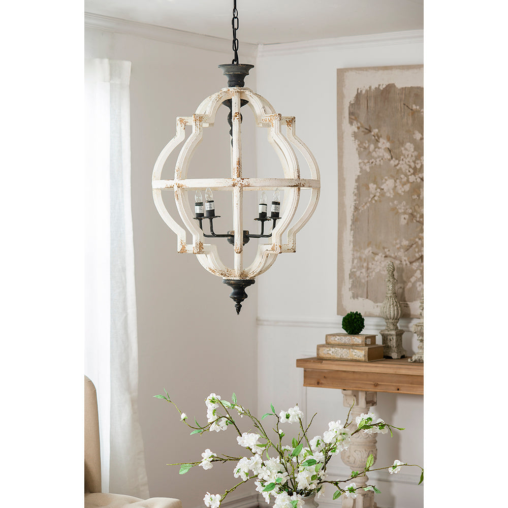 A&B Home Bundle of 4 24" x 35" Distressed White and Black Chandelier