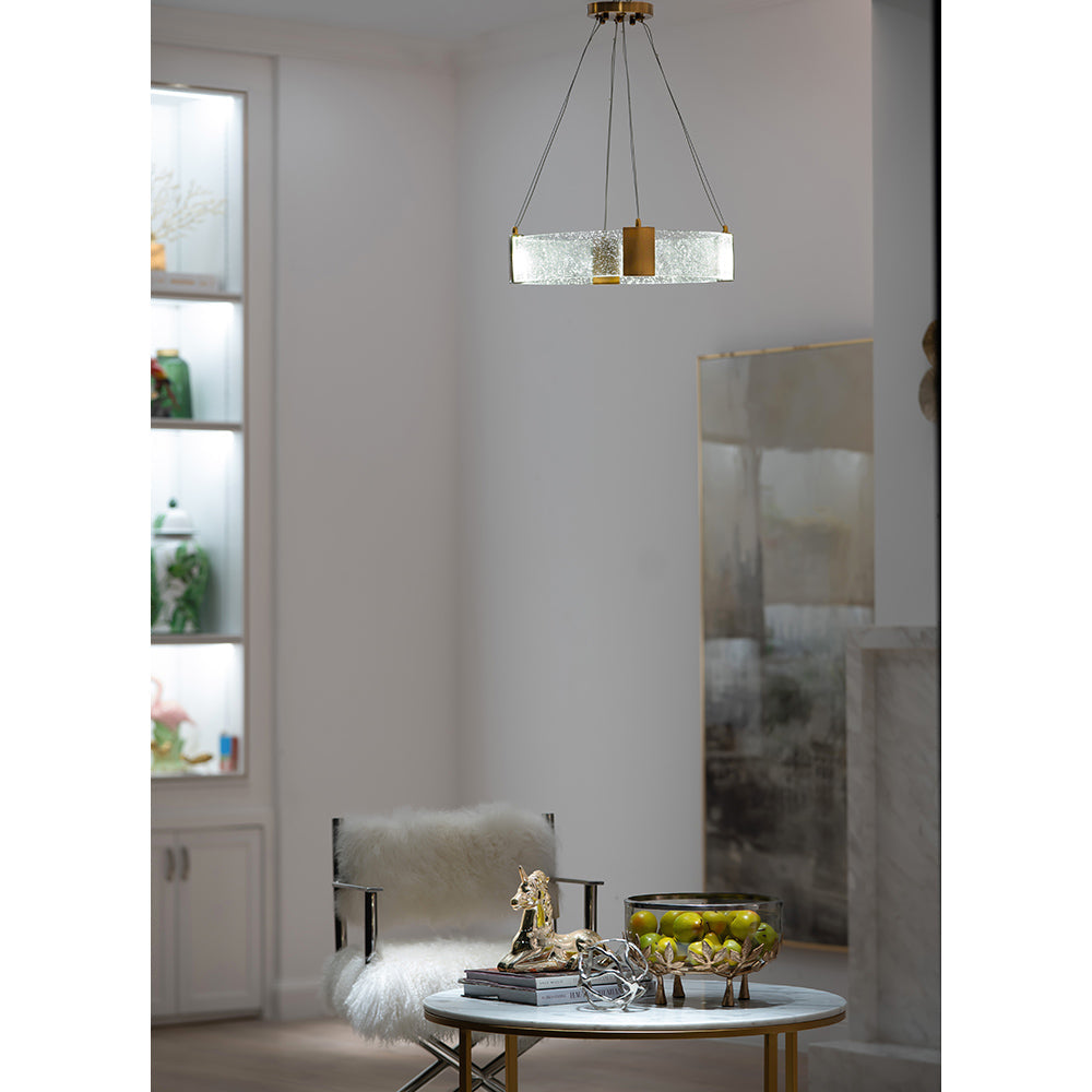 A&B Home Bundle of 4 28" x 28" Gold and Clear Chandelier