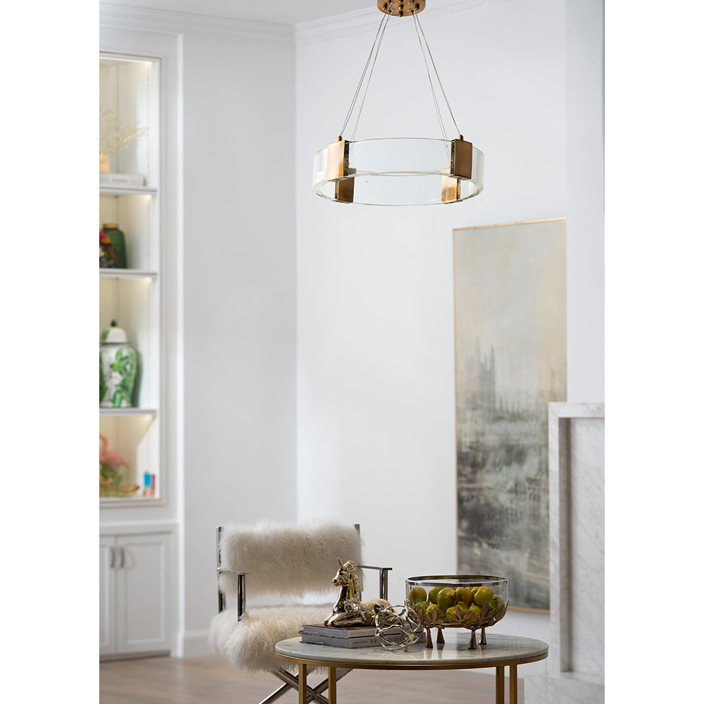 A&B Home Bundle of 4 28" x 28" Gold and Clear Chandelier