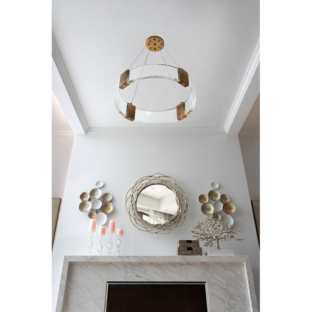 A&B Home Bundle of 4 28" x 28" Gold and Clear Chandelier