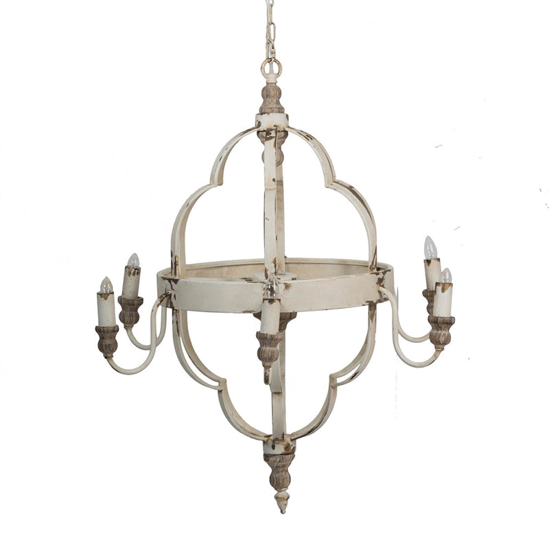 A&B Home Bundle of 4 28" x 32" 6-Light Distressed White Metal Chandelier