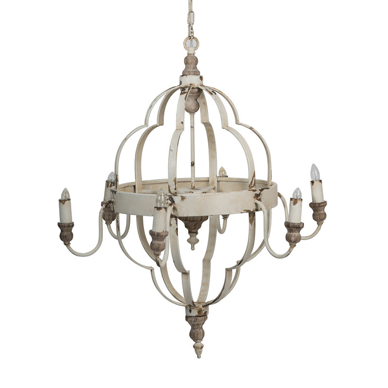 A&B Home Bundle of 4 28" x 32" 6-Light Distressed White Metal Chandelier