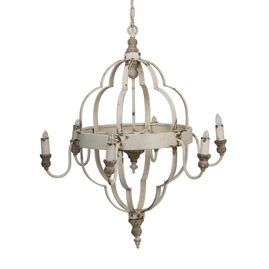 A&B Home Bundle of 4 28" x 32" 6-Light Distressed White Metal Chandelier